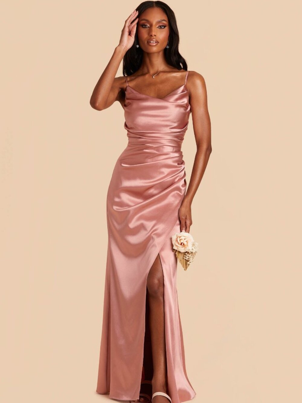 NWT Birdy Grey Lydia Dress Satin Rose Gold Bridesmaid Black Tie Wedding Guest M